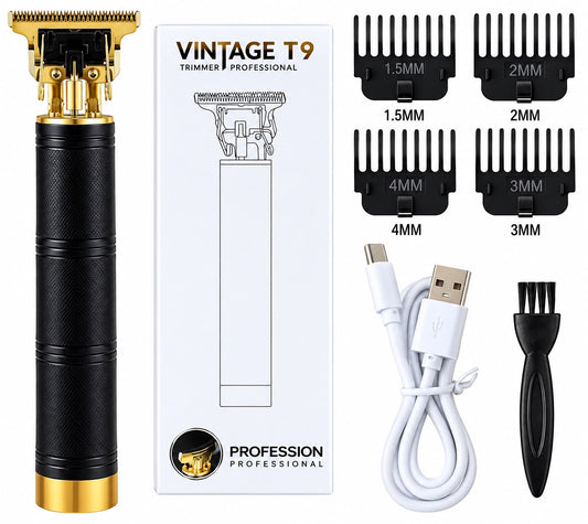 Vintage T9 Trimmer – Professional Cordless Hair & Beard Trimmer (Black Style)