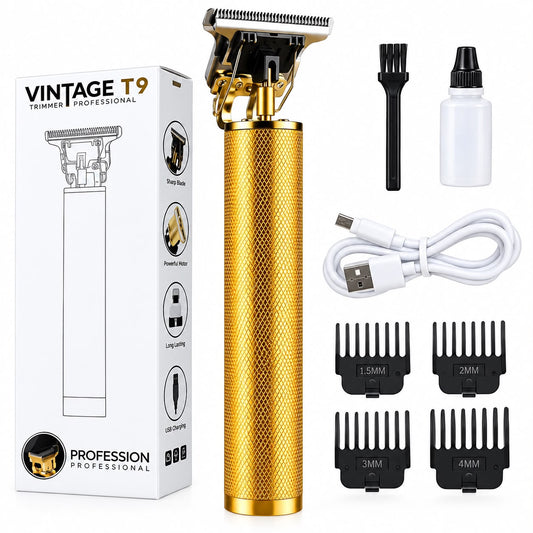 Vintage T9 Trimmer – Professional Cordless Hair & Beard Trimmer (Gold Style)
